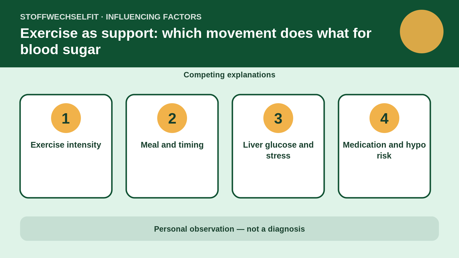 Influencing factors for Exercise as support: which movement does what for blood sugar