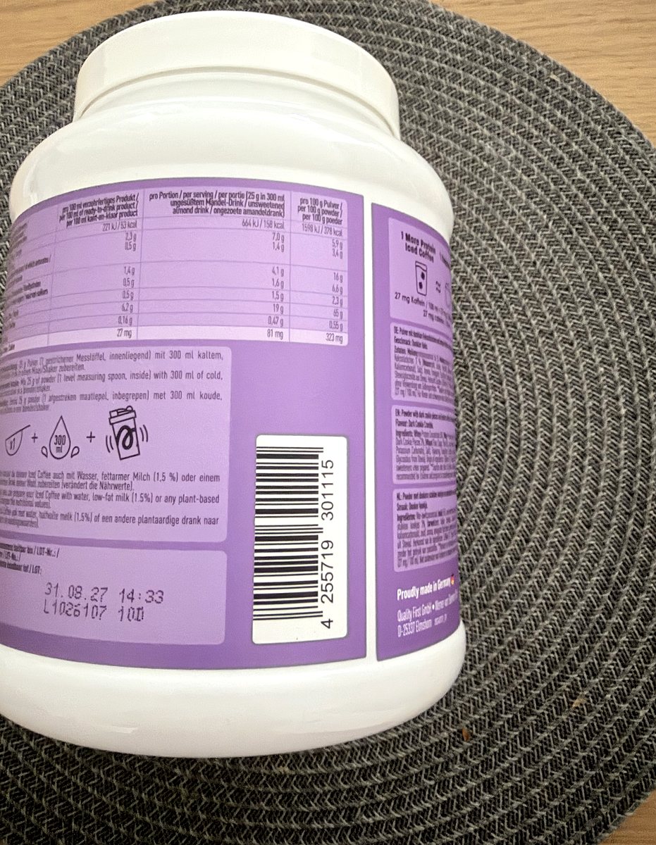 Rückseite der Dose mit der Nährwerttabelle und der Zubereitungsempfehlung