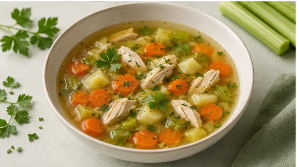 Klare Hühnersuppe mit Gemüse