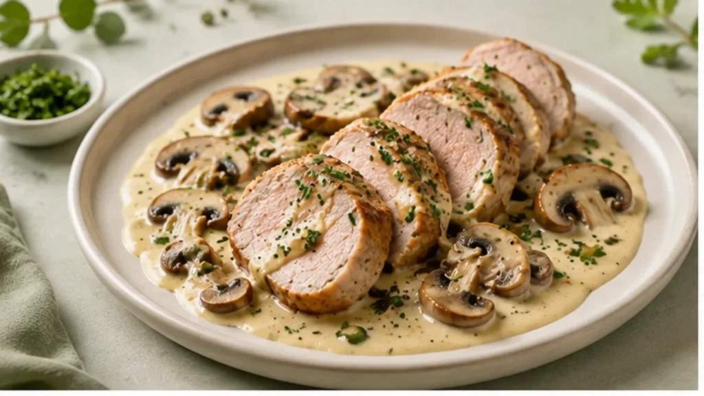 Schweinefilet mit Rahm-Champignons