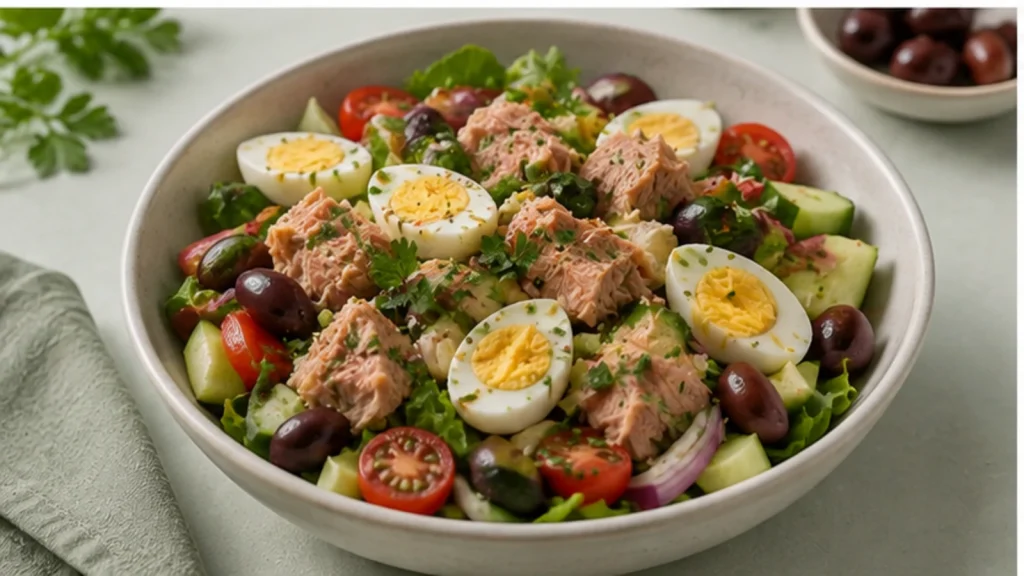 Thunfisch-Salat mit Ei und Oliven