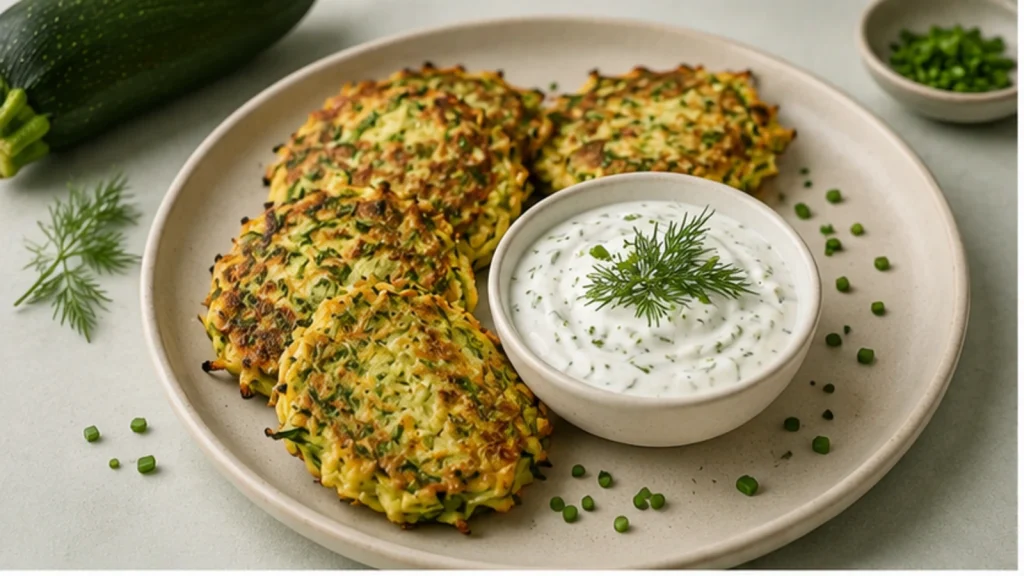 Zucchini-Puffer mit Kräuterquark
