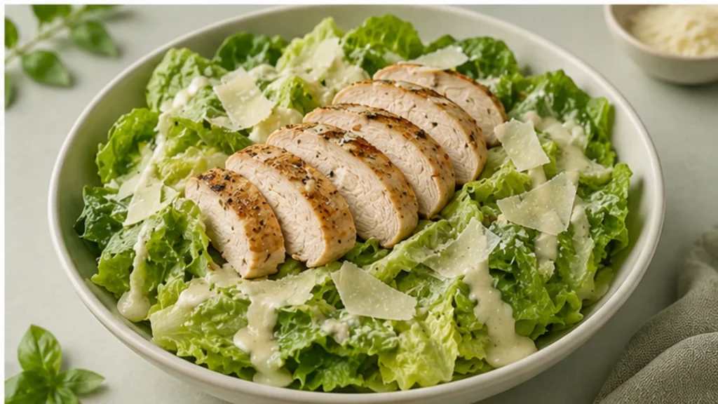 Hähnchen-Cäsar-Salat ohne Croûtons