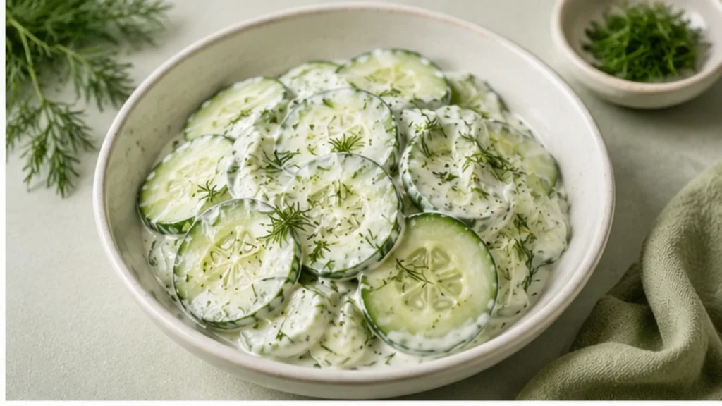 Gurkensalat mit Dill und Schmand