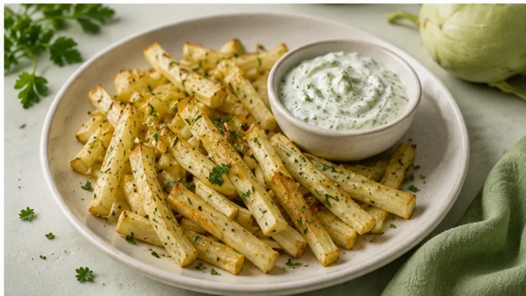 Kohlrabi-Pommes mit Kräuterquark